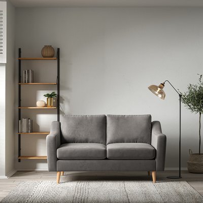 Rosa Curve Velvet 2 Seater Sofa with Light Wood Legs SO'HOME