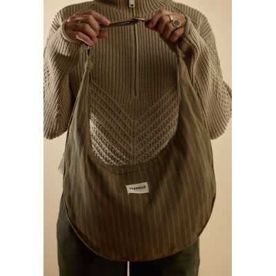Sac New B demi lune en coton, RAYURES GABRIELLE PARIS
