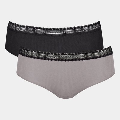 Pack of 2 Go Ribbed Shorts in Cotton SLOGGI