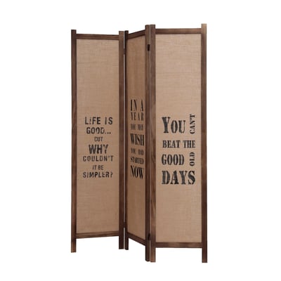 Paravent en BOIS de pin et en toile de jute, ORGANICS HISPANOHOGAR