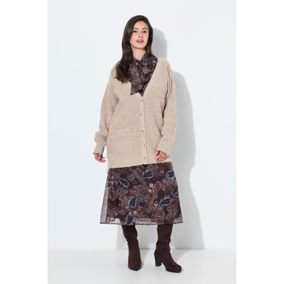 Cardigan en maille côtelée, col en V ULLA POPKEN