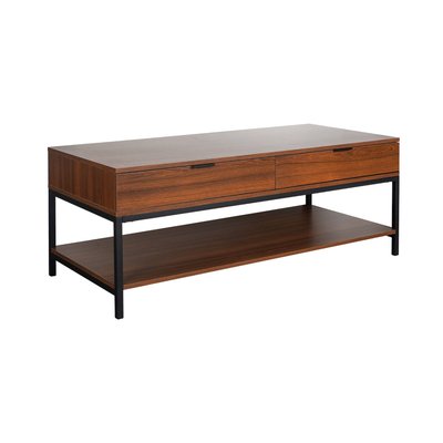 Table basse vintage rectangulaire décor noyer 2 tiroirs WALNUT SWEEEK