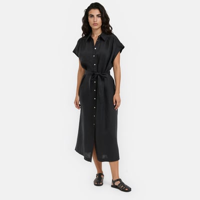 Robe en lin à manches courtes Signature HELOÏSE LA REDOUTE COLLECTIONS