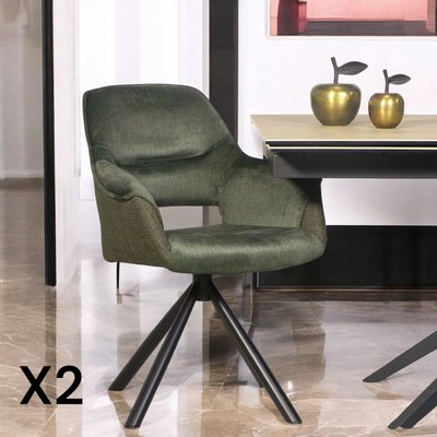 Fauteuil pivotant bi-matière, couleur verte (lot de 2) IENA PIER IMPORT