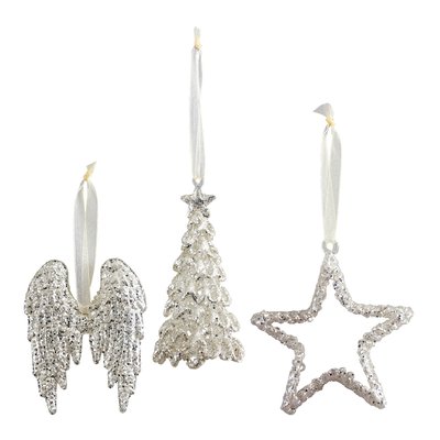 Coffret de 3 décors pailletés argentés MATHILDE M
