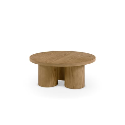 Table basse ronde en placage, AMANZA BOBOCHIC