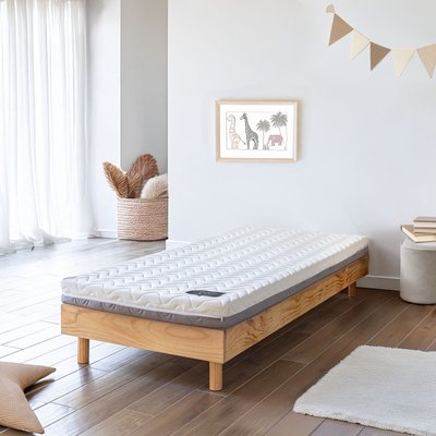 Ensemble matelas ferme mousse + Sommier kit enfant en bois massif  - Tranquillité 2.0 TERRE DE NUIT