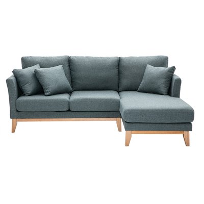 Canapé d'angle droit scandinave déhoussable 4 places en tissu et bois OSLO MILIBOO