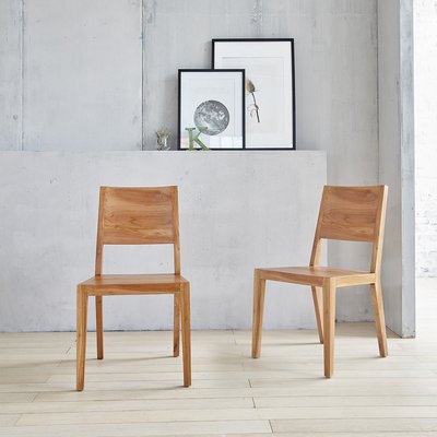 Lot de 2 chaises en teck massif  TRISTAN BERAH GETAH