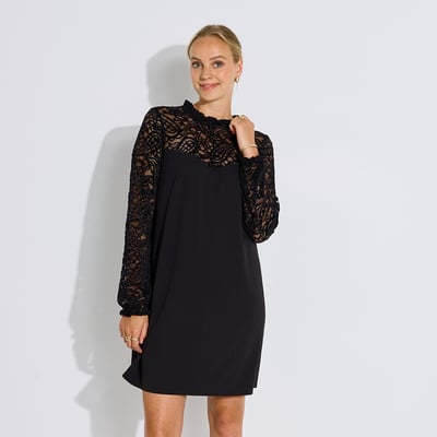 Robe courte bi matière ajourée GRAIN DE MALICE