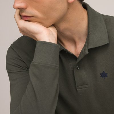 Polo manches longues, brodé en pur coton bio LA REDOUTE COLLECTIONS