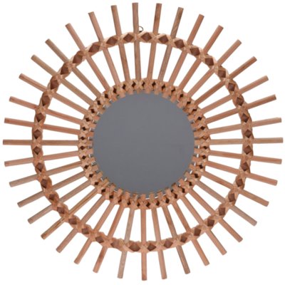 Miroir rond soleil en bois nature - diamètre 50cm WADIGA