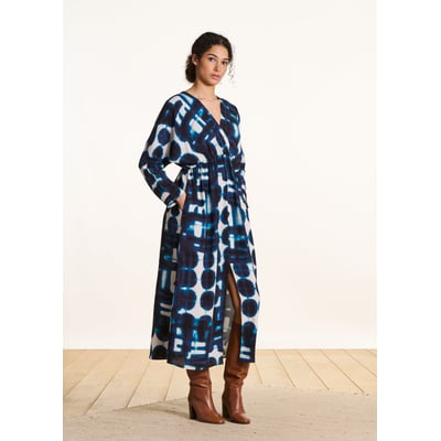 Robe Manches Longues La Fée Maraboutée - Gris Et Noir Taille 46 - Style Bohème