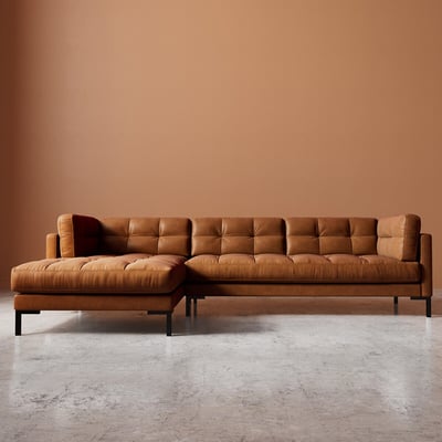 Landau Smart Leather Corner Chaise Sofa SWOON