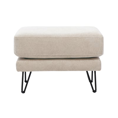 Pouf repose-pieds en tissu effet velours vert kaki et métal OSLO MILIBOO