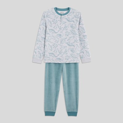 Pyjama long imprimé  en velours MONOPRIX