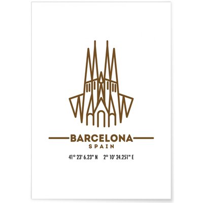 Poster Coordonnées Barcelone L'AFFICHERIE