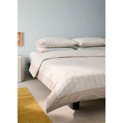 Housse de couette en coton avec bordure florale Lit 135/140 cm MANGO HOME