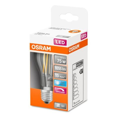 Ampoule Led Standard Verre Clair E27 9w=75 Froid Dimmable OSRAM