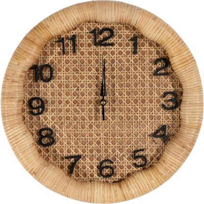Horloge murale en rotin et bois naturel style bohème RECOLLECTION