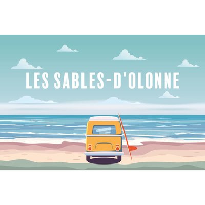 Tableau Sur Toile Illustration Van Sable-d'olonne PLAGE CEANOTHE