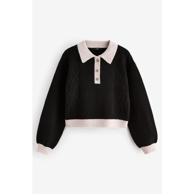 Pull en tricot à col polo contrasté NEXT