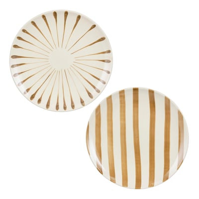 Assiette à petit-déjeuner en grès marron D26 MICA DECORATIONS