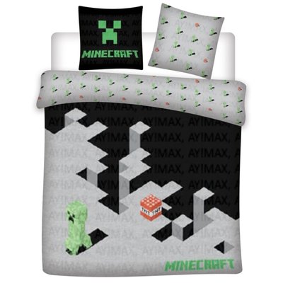 Parure de Lit double Réversible Polycoton Gamer Creeper MINECRAFT