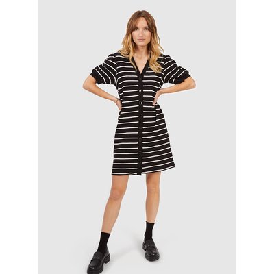 Robe manches courtes, courte, rayée, col V ICODE
