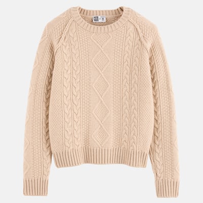Pull torsadé, col rond, en laine mérinos LA REDOUTE X MAZORCAS