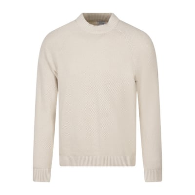 Pull en coton beige uni avec une coupe ajustée et un col montant MUSTANG