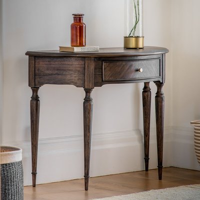 Meford Antique Wood Half Moon Console Table SO'HOME