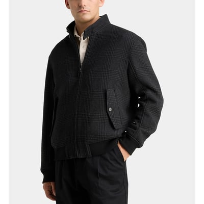 Blouson rariwool carreaux court en laine recyclée GALERIES LAFAYETTE