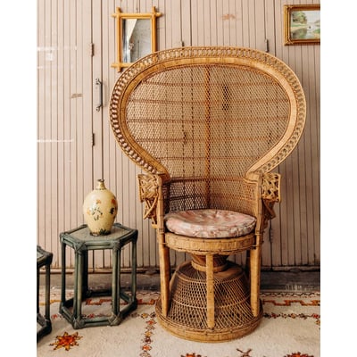 Fauteuil en rotin élégant et grandiose Emmanuel N°28 - Bon état DEBONGOUT