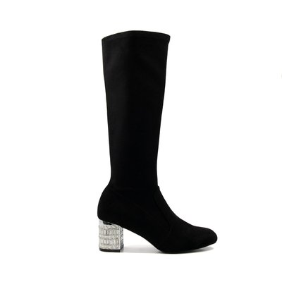 Bottes hauteur genou à talons ornés de bijoux - STARLET DUNE LONDON
