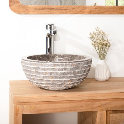 Vasque en pierre ronde à poser 35cm VÉSUVE WANDA COLLECTION