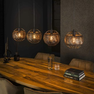Suspension de salle à manger 4 abat-jour globes effet maille TRIBECA PIER IMPORT