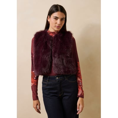 Veste en imitation fourrure sans manches col rond LA FEE MARABOUTEE