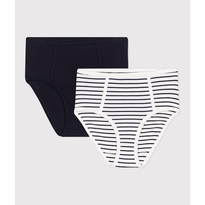 Set of 2 High Waisted Cotton Briefs PETIT BATEAU