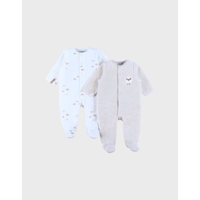 Lot de 2 pyjamas bébé en velours brodé mouton NOUKIE'S