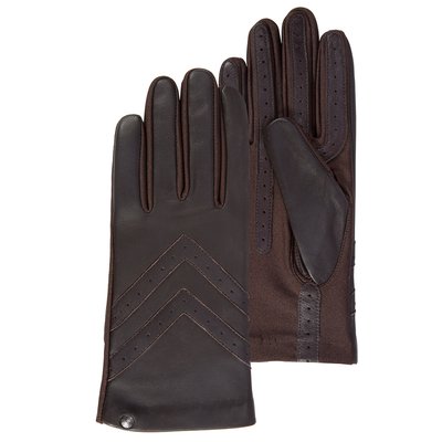Gants tactiles en cuir de moutone tissu - doublés soie ISOTONER