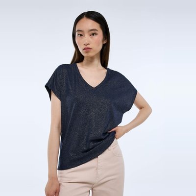 T-shirt manches courtes métallisé contenant du lin MONOPRIX