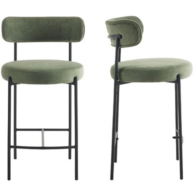 Lot de 2 tabourets de bar en velours côtelé - EVORA HOMIFAB