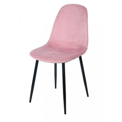 Chaise en velours rose pieds en métal noir - 44x53x88cm WADIGA