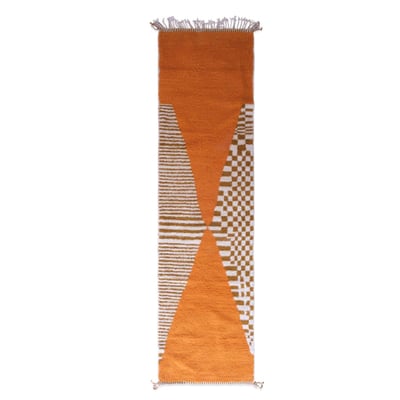 Tapis de couloir berbère etnique chic pure laine 97 x 351 cm AFK LIVING