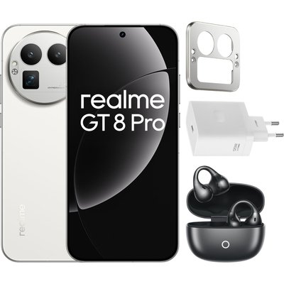 Smartphone Pack GT8 Pro 512Go Blanc + Chargeur + Buds Clip REALME
