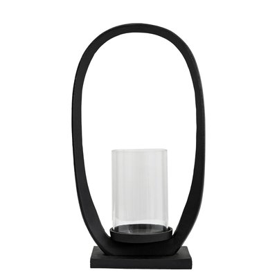 43cm Contemporary Black Metal Lantern SO'HOME