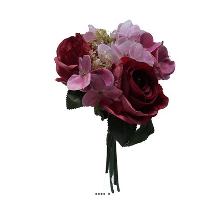 Bouquet de fausses roses et hortensias H 30 ARTIFICIELLES