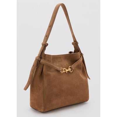 Sac seau en cuir suédé avec détail équestre MANGO