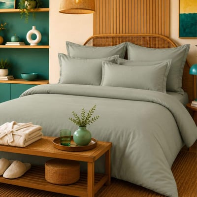 Housse de couette unie coton percale 200 fils DESIREE LINANDELLE